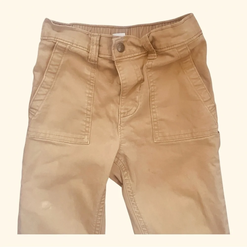 Old Navy casual straight canvas utility pants tan/ khaki boys 5 T pockets button